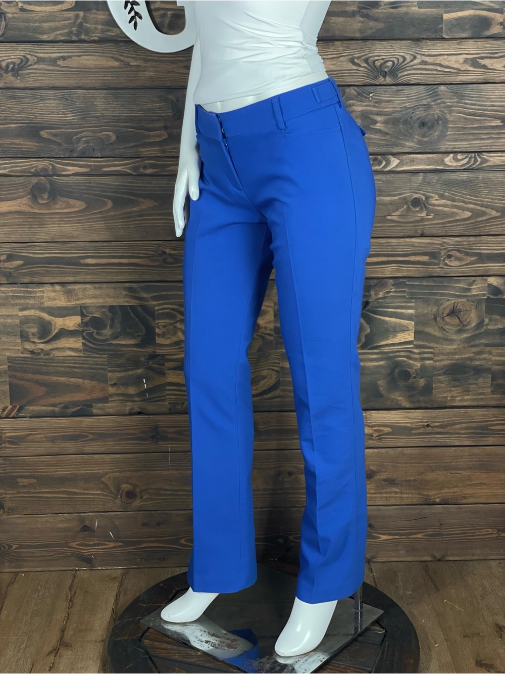 Express | Columnist Bright Royal Blue Tailored Straight-Leg Women's Dress Pants